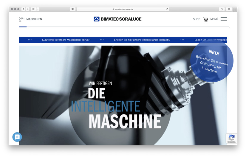 Corporate Webseite für den Maschinenbauer Bimatec Soraluce